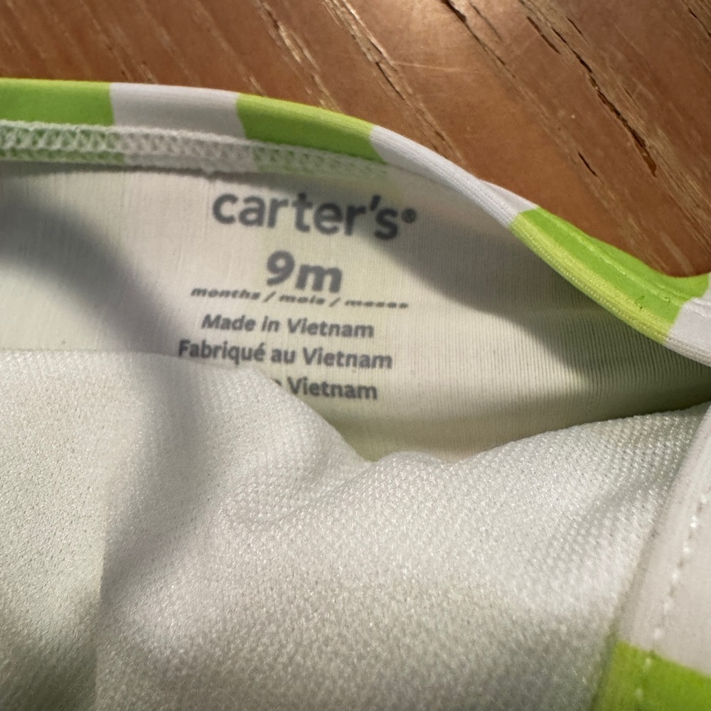 NWT NEW Carter's Green White Striped Swimsuit Bathing suit SZ 9 Mon UPF 50 NEW - Picture 5 of 9